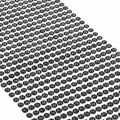 Abbildung von Movoja Schwarze Strasssteine runde Glitzersteine 880 Stück 4 mm selbstklebend zum Verzieren und Basteln Schmucksteine aufkleben Steinchen Dekosteine Bastelsteine Schwarz