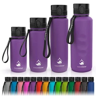 Abbildung von coolrhino Trinkflasche 350ml für Sport, Outdoor, Schule, Fitness &amp; Kinder Wasserflasche auslaufsicher und Bpa frei Flasche Kohlensäure geeignet (Rhino Forest green, 350ml)