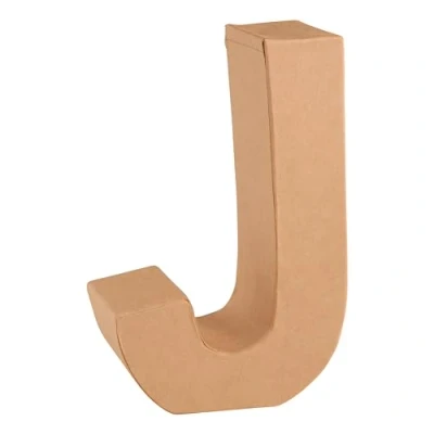 Abbildung von GLOREX 6 2029 110 Papp Buchstabe J, aus brauner Pappe, ca. 17,5 X 5,5 cm groß, zum bemalen und bekleben, für Serviettentechnik Décopatch, ideal als Dekoration