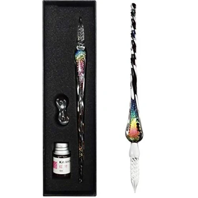 Abbildung von EACHHAHA Glasstifte Set,Kalligraphie Stift,Glas Dip Pen und Tinte,Glasfeder zum Schreiben für Grußkarten,Zeichnen, Unterschriften, den besten Weihnachts Werbegeschenken