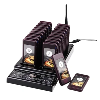 Abbildung von Retekess T112 Pager System, Gastronomie, 36 Stunden Arbeitszeit, 500M, 998 Kanale, Anzeige für Schwache Batterie, Rufsystem, Aufrufsystem Restaurant, Spielplatz, Eisdiele