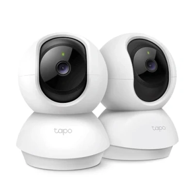 Abbildung von Tapo TP Link C210P2 WLAN IP Kamera Überwachungskamera (Linsenschwenkung und Neigung, 3MP Auflösung, 2 Wege Audio, Nachtsicht zu 9m, bis 256 GB lokaler Speicher) Weiß/Schwarz, 2Stück