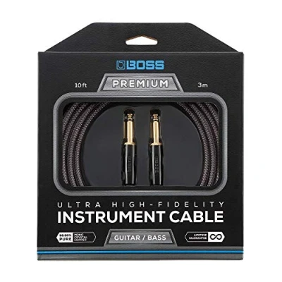 Abbildung von BOSS BIC P10 Ultra High Fidelity Instrumentenkabel 3 m gerader auf 6,3 mm Klinkenstecker mit 24 Karat vergoldeten Steckerkontakten Herausragender Sound, hohe Geräuschunterdrückung