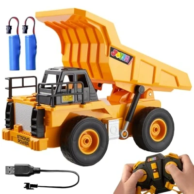 Abbildung von JOYIN Ferngesteuerter LKW Muldenkipper, 2,4 GHz RC Kipplaster Traktor Bagger Spielzeug mit Licht und Sound, Baufahrzeuge Spielzeugauto ab 3 4 5 6 7 8 Jahren Jungen, Weihnachts Geburtsta Gsgeschenk