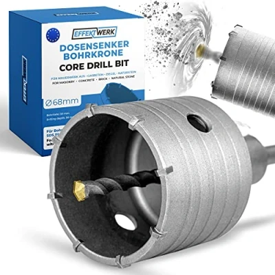 Abbildung von Effektwerk Kernbohrer 68 mm, Lochsägen Set für Beton, Ziegel und Steinmauerwerk, kreisförmiger Hohlbohrer mit Hartmetall Zentrierbohrer SDS Plus Schaft