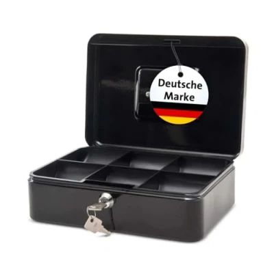 Abbildung von MAUL Geldkassette aus Stahl 25x18x9cm abschließbar Münzgeld Einsatz herausnehmbar Kasse mit 2 Schlüsseln Ideal als Spardose, Geldtasche, Tresor, groß Schwarz