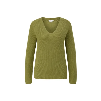 Abbildung von s.Oliver Raglan ÄRMELN Strickpullover, Damen, Größe: 34, Guacamole