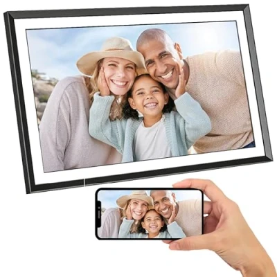 Abbildung von AGFA Photo Realiview APF1560WIFI Digitaler Fotorahmen mit WLAN und integriertem 32 GB Speicher Fotos Videos sofort teilen, hochauflösender 15,6 Zoll Touchscreen Schwarz