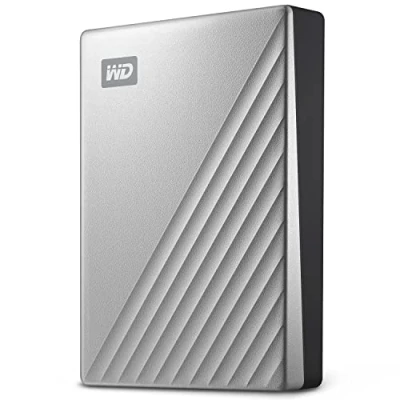 Abbildung von WD My Passport Ultra externe Festplatte 4 TB (mobiler Speicher, Metallgehäuse, herunterladbare Software, automatische Backups, Passwortschutz) Silber auch kompatibel mit PC, Xbox, PS4 und PS5