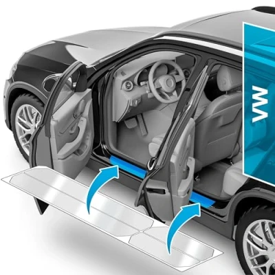 Abbildung von Auto Einstiegsleisten Schutz für VW Tiguan 2 (II) AD1 I 2016 2024 Schutzfolie Autotür Zubehör Zierleisten Lackschutzfolie Transparent