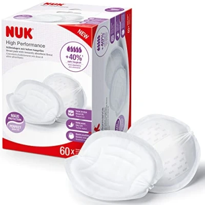 Abbildung von NUK High Performance Einweg Stilleinlagen mit Sofort Saugvlies Einlagen zum Stillen Einzelverpackung +40% mehr Saugkraft 60 Stück
