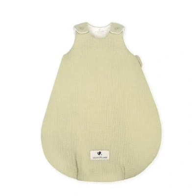 Abbildung von Julius Zöllner Babyschlafsack Musselin Lime, Größe 68/74 aus weicher Baumwolle, sicher und schadstoffgepüft, ideal für eine ruhige Nacht