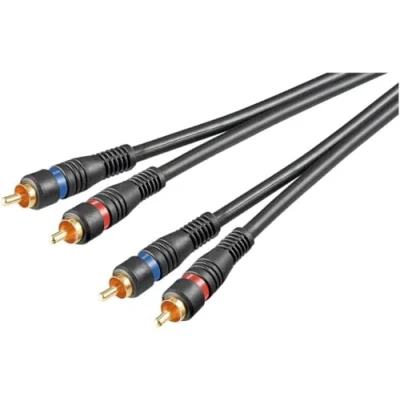 Abbildung von Goobay 50119 Stereo Cinchkabel 3m / 2x Cinch Stecker auf Cinchstecker RCA Kabel Subwoofer für Blu Ray Verstärker HiFi Schwarz