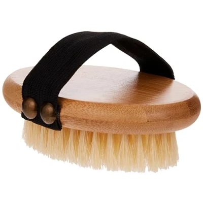 Abbildung von Mikki 6280001 Bambus Handbürste mit Borsten Für glattes und kurzes Fell, sanfte Pflegebürste, Hunde Katzen, Hergestellt aus nachhaltigem Bambus, 78 g, braun