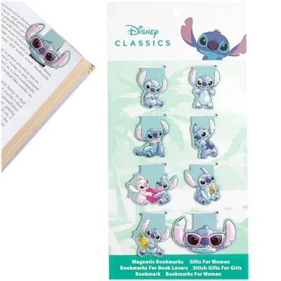 Abbildung von Disney Stitch magnetische Lesezeichen Set mit 8 Clips Geschenke für sie (Blaues 8er Pack)