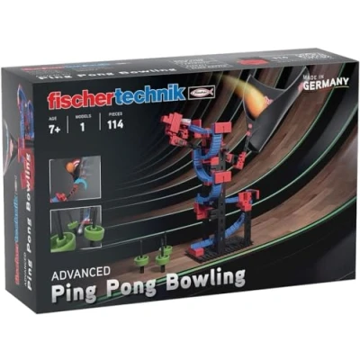 Abbildung von fischertechnik 569017 Advanced Ping Pong Bowling / Baukasten für Kinder ab 7 Jahre, Konstruktionsspielzeug, Kegelspiel mit Trichter