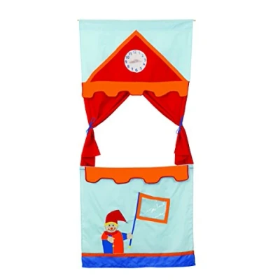Abbildung von roba Tür Kasperletheater, platzsparendes Kinder Puppentheater inkl. 6 Handpuppen, Kaspertheater zum Aufhängen mit Stoffbespannung, 1 Stück (1er Pack)
