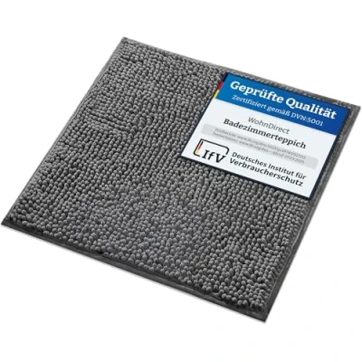 Abbildung von WohnDirect Badematte 45x45cm Grau rutschfest &amp; Waschbar Badezimmerteppich zum Set kombinierbar, Badvorleger, WC Garnitur, Badteppich