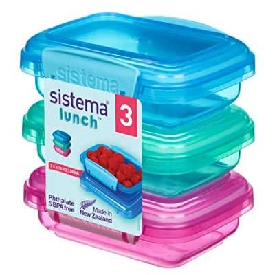 Abbildung von Sistema Lunch Frischhaltedose 200 ml kleine Snackboxen BPA freier Kunststoff gemischte Farben 3 Stück