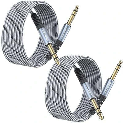 Abbildung von JOLGOO 1/4 Zoll TRS Kabel, 3,5 m, 2 Stück, Gitarrenkabel, symmetrisches Verbindungskabel für E Gitarre, Bass, Tastatur, Mischpult