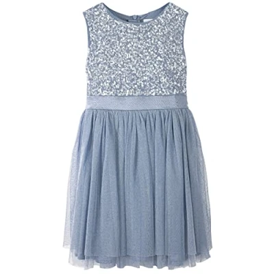 Abbildung von Maya Deluxe Mädchen^Mädchen Paillettenverziertes Hochzeit und Geburtstag Festlich mit Bandschleife Brautjungfernkleid Kleid, Blue, 5 Years