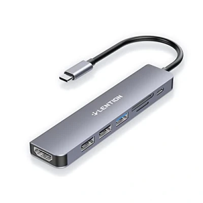 Abbildung von LENTION USB C Hub mit 100W PD Aufladung, 4K HDMI, SD/TF Kartenleser, 3.0, Adapter auf kompatibel MacBook Pro 2016 2023, air 2018 iPhone 15/Pro/Pro Max, Thunderbolt 3/4