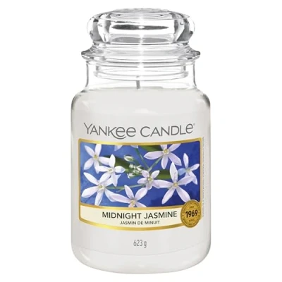 Abbildung von Yankee Candle Duftkerze im Glas (groß) Midnight Jasmine Kerze mit langer Brenndauer bis zu 150 Stunden Perfekte Geschenke für Frauen
