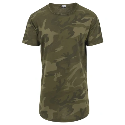 Abbildung von Urban Classics CAMO Shaped LONG TEE Tshirt print, Herren, Größe: Medium, Olive