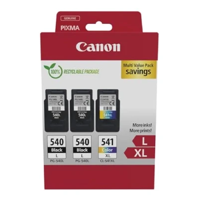 Abbildung von Canon Tinte &amp; Papier Multipack PG 540L/CL 541XL Original Druckerpatronen 3er Pack (2 x Schwarz L, 1 Farbe XL) 4x6 Fotopapier (50 Blatt) Kompatibel mit PIXMA Druckern