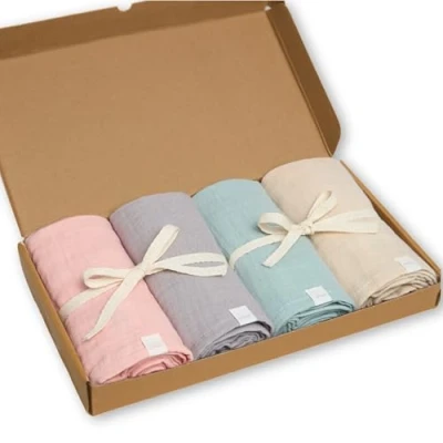 Abbildung von Livella Mulltücher Baby 65x65 cm aus Bio Baumwolle Spucktücher Packung mit 4 Stück Musselin Tuch Saugfähig und Atmungsaktiv Ideal zum Reinigen Trocknen