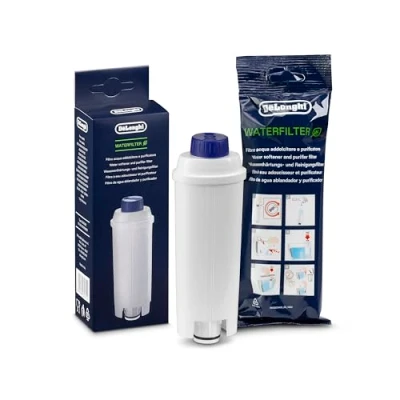 Abbildung von De&#039;Longhi Original Wasserfilter DLSC002 Zubehör für Kaffeevollautomaten mit Wasserfilter,Pflege und Schutz der Maschine,optimiert die Kaffeequalität schützt vor Kalk,‎0.5 L,Weiß,1 Pack