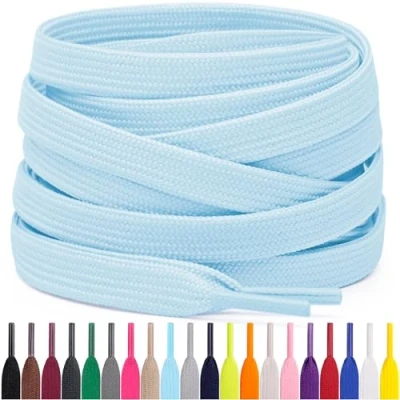 Abbildung von Miscly Flache Schnürsenkel, in verschiedenen Längen und Farben erhältlich (91 cm, Hellblau)