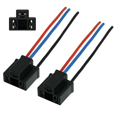 Abbildung von 2x H4 Lampen Stecker Fassung Sockel Lampenfassung Lampensockel Lampenstecker P43t mit Kabel für Glühlampen Glühbirnen