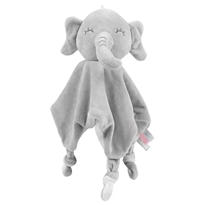 Abbildung von Vicloon Schmusetuch, Kuscheltuch mit Knisterfolie und Glöckchen, Weich &amp; Waschbar, 27 x 26 cm, Baby Kuscheltier, Schmusetuch für Babys ab dem 1 Elefant…