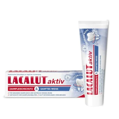 Abbildung von LACALUT AKTIV ZAHNFLEISCHSCHUTZ &amp; SANFTES Weiß ZAHNCREME, 75ml Zahnpasta, sofort spürbare Straffung und Festigung des Zahnfleischs, Zahncreme für natürlich weiße Zähne, 1 x