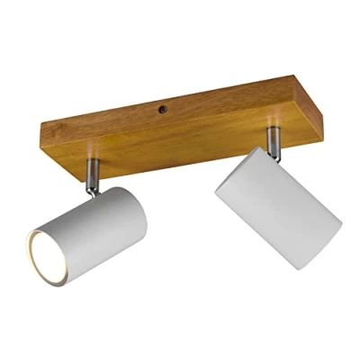 Abbildung von Trio Leuchten Spotbalken Marley 812400231, Metall Weiß matt, Holz, exklusiv 2x GU10