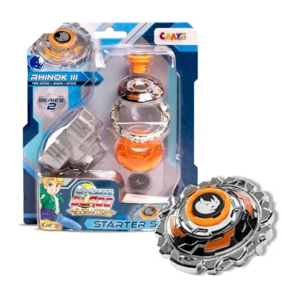 Abbildung von CRAZE BLADE Kampfkreisel Starter Set Evolution Rhinok Kreisel Metall sehr robust mit Launcher &amp; Reißleine