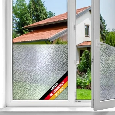 Abbildung von d c fix Fensterfolie Snow Milchglas selbstklebend 45 cm x 2 m Milchglasfolie blickdichte Sichtschutzfolie Sichtschutz für Badezimmer Fenster, Küche Blickschutz Folie Klebefolie Glasfolie