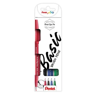 Abbildung von Pentel Sign Pen Brush &quot;Touch&quot; 4er Set, sortiert, Faserschreiber mit pinselähnlicher Spitze, grün