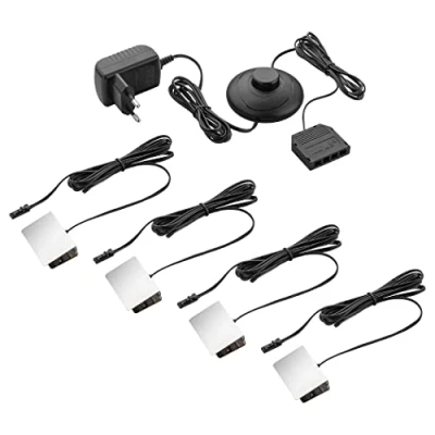 Abbildung von SEBSON Vitrinenbeleuchtung 4er Set Glasbodenbeleuchtung LED inkl. 12V Netzteil mit Schalter Clips warmweiß Glaskantenbeleuchtung für Vitrine, Regal, Tisch