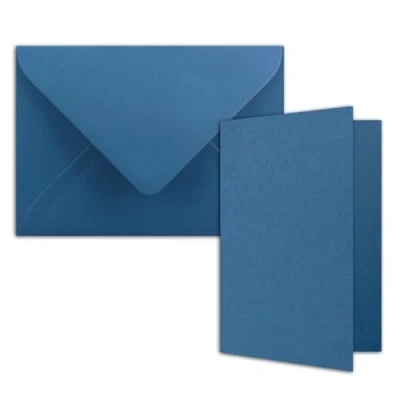 Abbildung von 25x DIN B6 Faltkarten Set mit Umschlägen in Royalblau (Blau) 120 x 170 mm ideal für Einladungskarten, Hochzeit, Taufe, Kommunion, Konfirmation Marke: FarbenFroh