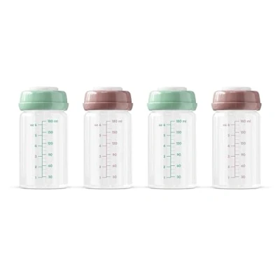 Abbildung von Premium Glasflaschen für Muttermilch, 4 Stück, 180 ml, spülmaschinen , gefrier und mikrowellengeeignet (Glasflaschen x ml)