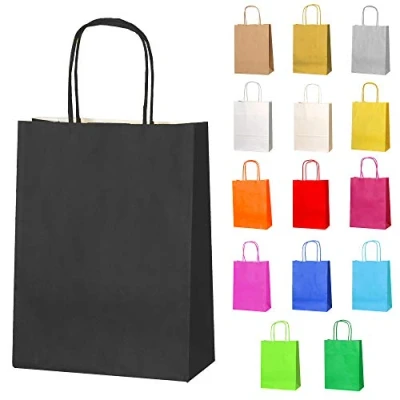 Abbildung von Thepaperbagstore 20 Papiertüten für Partys und Geschenke mit Griffen Schwarz 180x220x80mm