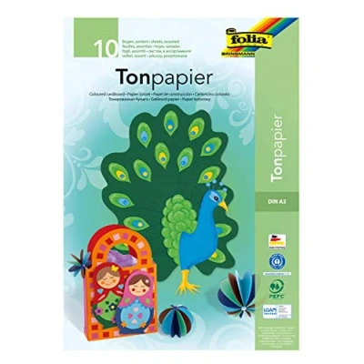 Abbildung von folia 603 Block mit Tonpapier, 130 g/m², DIN A3, 10 Blatt, sortiert in Farben, ideale Grundlage für vielfältige Bastelarbeiten wie Fensterbilder, Scrapbooking, Kartengestaltung