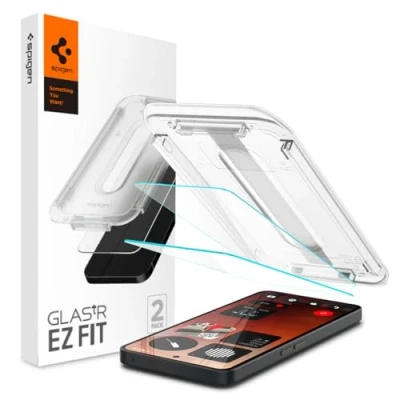Abbildung von Spigen Glas.tR EZ Fit Schutzfolie kompatibel mit Nothing Phone (3a), (3a) Pro, 2 Stück, Kratzfest, Kristallklar, 9H Härte Folie