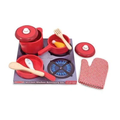 Abbildung von Melissa &amp; Doug Küchenzubehörset aus Holz Fantasiespiel Essensspiel 3+ Geschenk für Jungen oder Mädchen