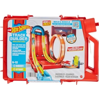 Abbildung von Hot Wheels Autorennbahn Benzinkanister, Stunt und Rennaction für Spielzeugautos, mit Looping Track, Aufbewahrungsbox, Auto Spielzeug, Spielzeug ab 6 Jahre, HDX78