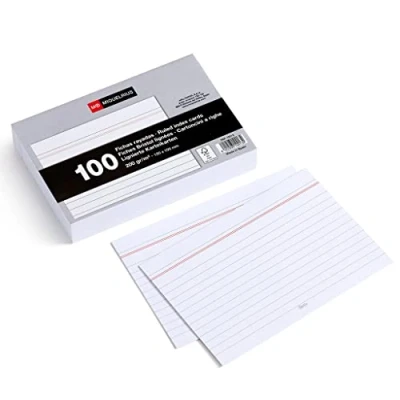 Abbildung von Miquelrius Karteikarten, 100 Notizkarten, horizontal liniert, Lernkarten, 200 g/m² Offset Kartenpapier, Größe x 150 mm
