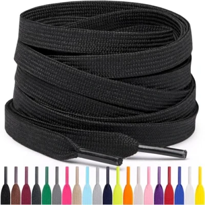 Abbildung von Miscly Flache Schnürsenkel, in verschiedenen Längen und Farben erhältlich (137 cm, Schwarz)