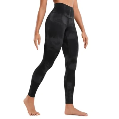 Abbildung von CRZ Yoga Butterluxe Damen High Waist Sport Leggings Blickdicht Leggins Sporthose Workout Gym Yogahose 71cm Schwarze Tie Dye Blumen 38